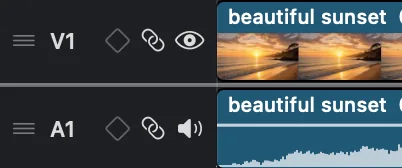 Video and audio track headers with sync lock buttons
